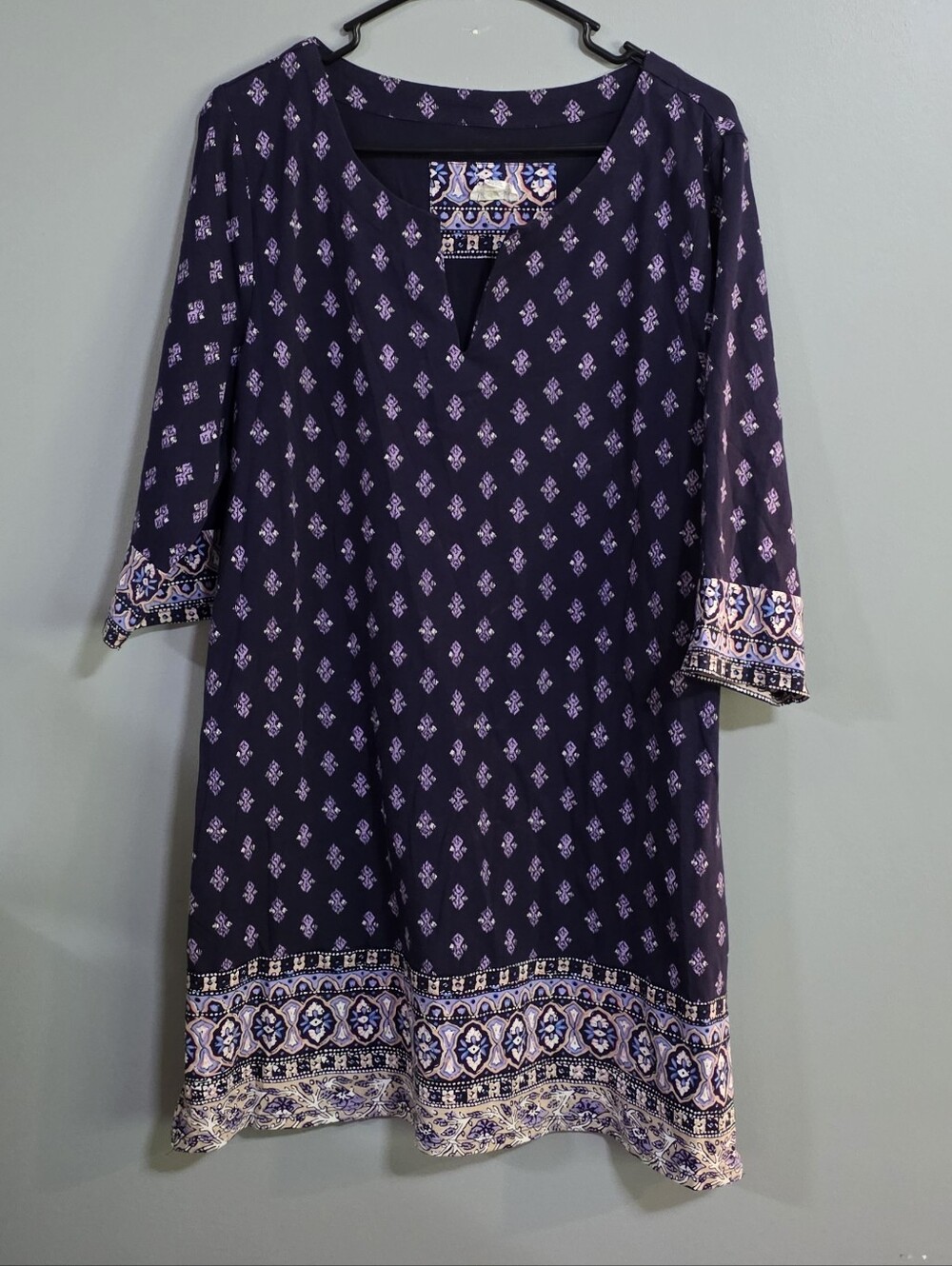 Lucky Brand Navy Tunic with Lilac and Cream Border